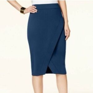 Loft crossover navy pencil skirt 4
